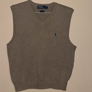 Polo Ralph Lauren Men's V-Neck Sweater Vest - Tan 100% Cotton Y2K L
